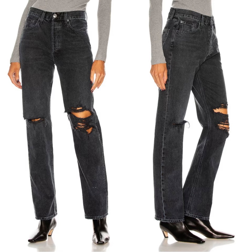 AGOLDE Lana Mid Rise Straight Leg Jean in Disorder Distressed 27